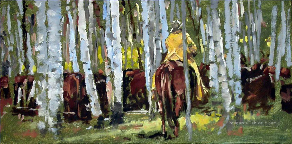 Cowboy dans les arbres Peintures à l'huile